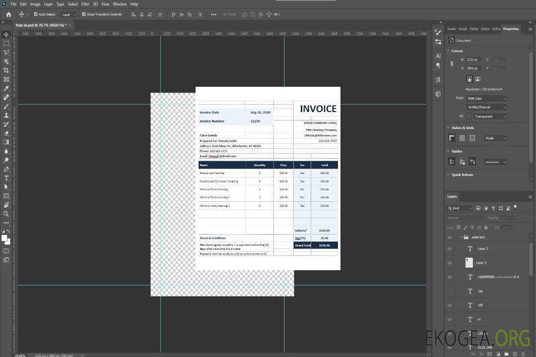 Exemple de modèle de facture de service de nettoyage template Exemple de modèle de facture de service de nettoyage template